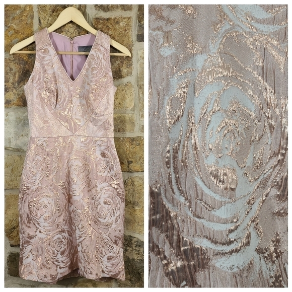 THEIA 8 Brocade Metallic Floral Sheath Dress - Picture 1 of 5